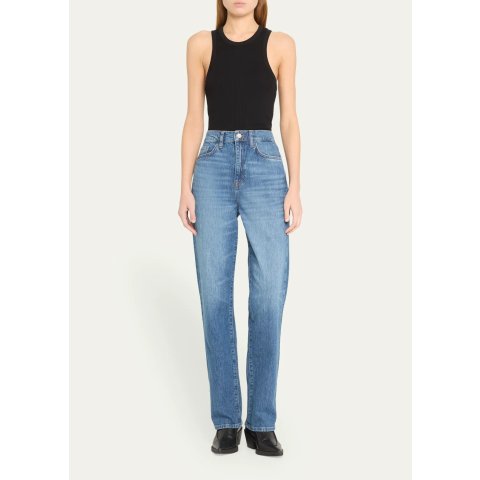 V-High Rise Straight-Leg Jeans