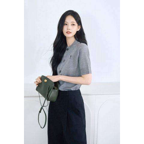 短袖羊毛开衫 李一桐同款