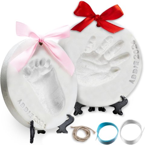 Little Hippo Baby Handprint Footprint Clay Kit 4 Ribbons