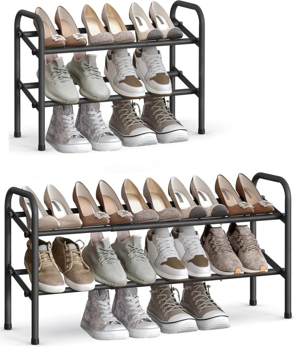 Expandable Shoe Rack 2-Tier Black
