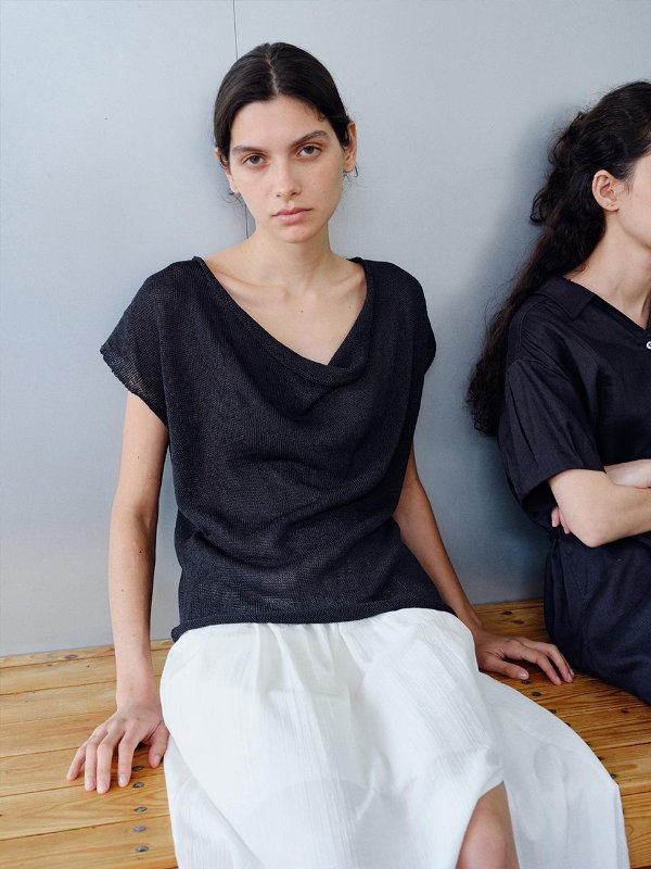 TIR Drape Neck Knit Top