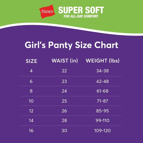 Hanes Girls' Organic Cotton Underwear 8-Pack