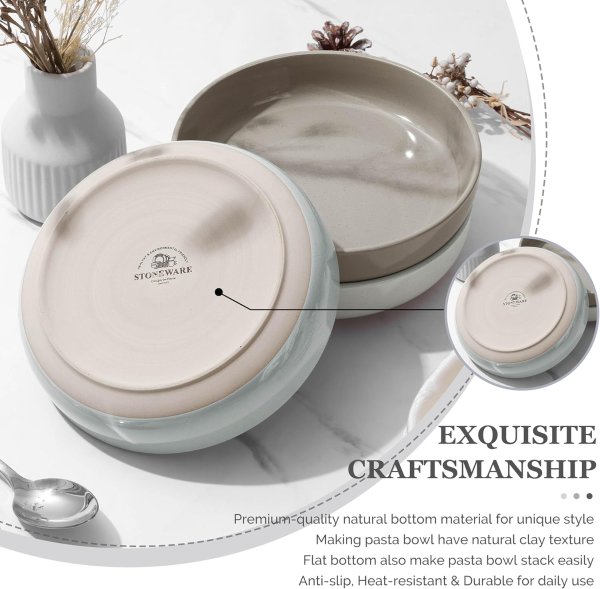 HaWare Ceramic Pasta Bowls 33oz Set of 6