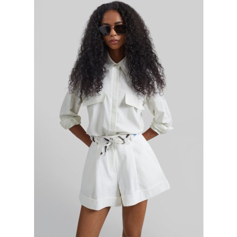 Savoca Cotton Cuffed Shorts Ivory