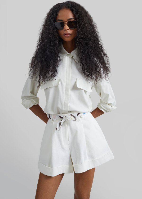 Savoca Cotton Cuffed Shorts Ivory