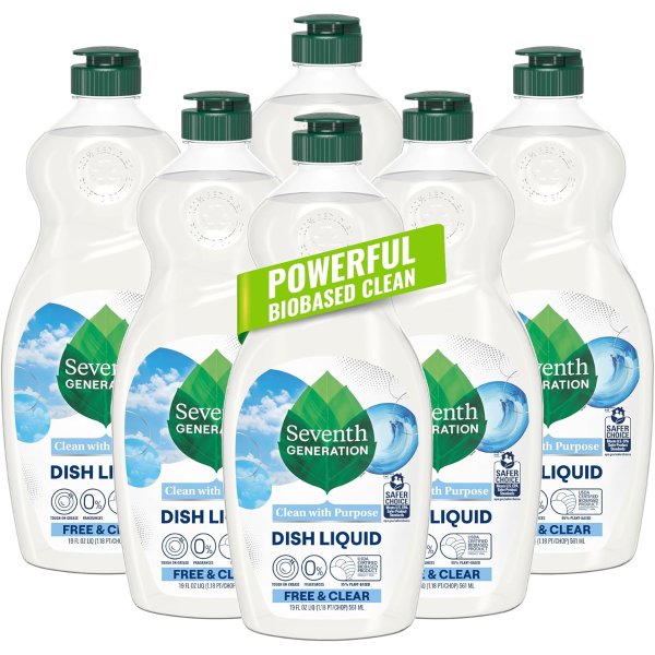 Seventh Generation Dish Soap Free & Clear 19oz Pack of 6