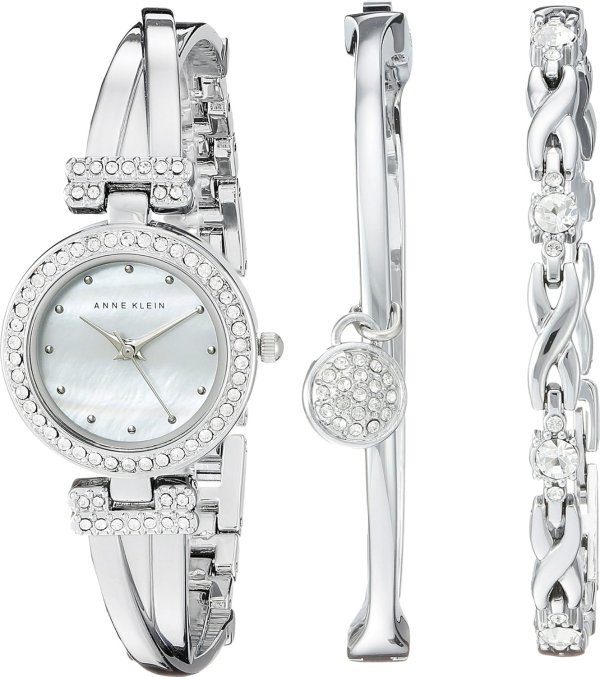 Anne Klein Crystal Bangle Watch and Bracelet Set