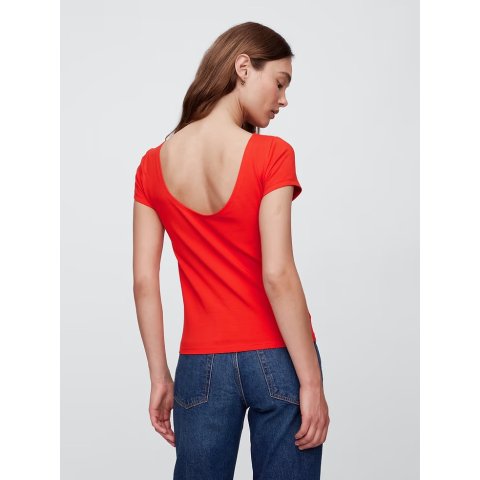 Boatneck Open-Back T-Shirt