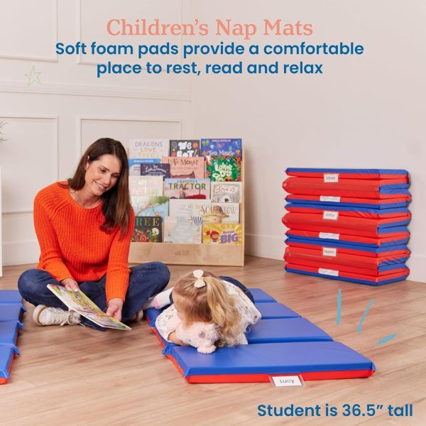 Premium Folding Rest Mat 4-Section 2in Blue/Red