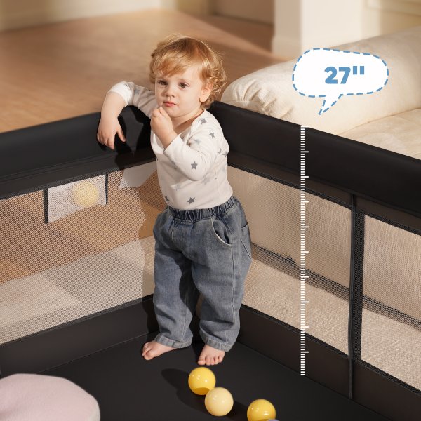 Babyeap Baby Playpen 50"x50" Black