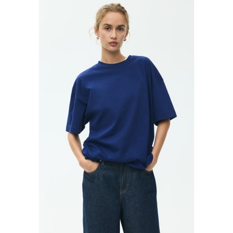 H&M Women s Oversized Dark Blue T-shirt