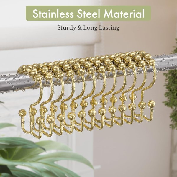 Amazer Stainless Steel Shower Curtain Hooks 12 Pack