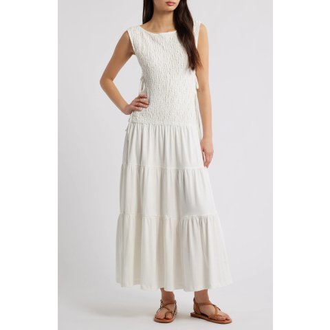 Sterling Smocked Side Tie Maxi Dress Women