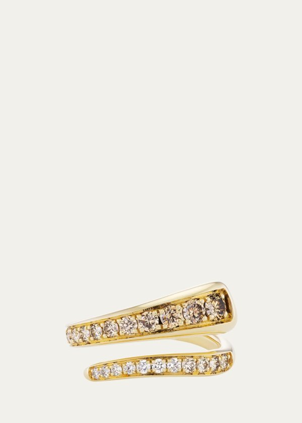 Wrap Ring Brown and White Diamonds