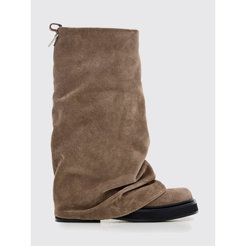 Robin Crinkled Suede Boots Beige