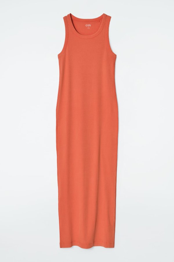 Ribbed Tube Dress Orange