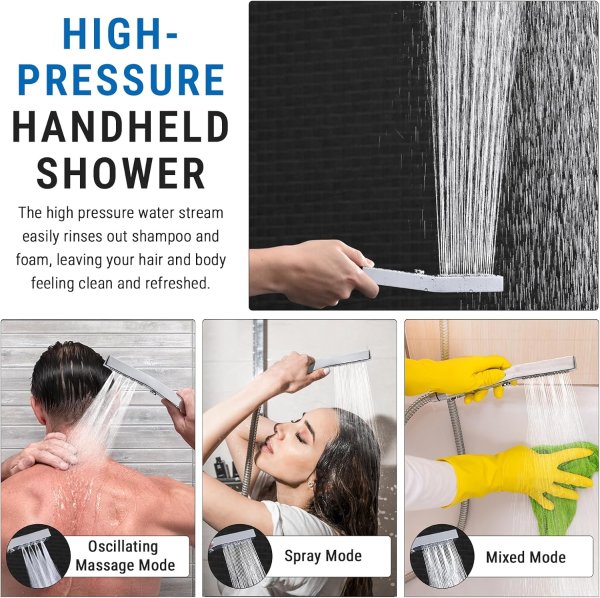 G-Promise All Metal Rain Shower Combo 16 Inch Chrome
