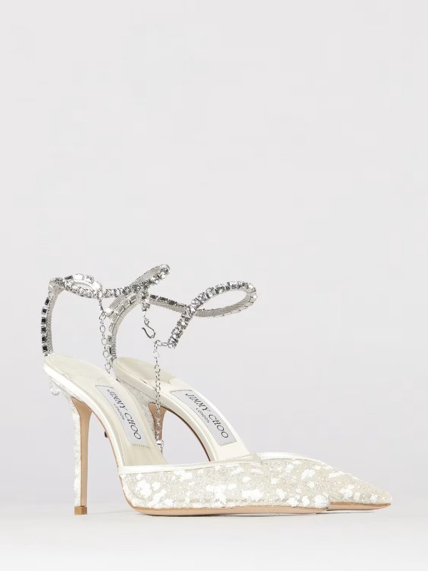 Saeda100GBG Silver Mesh Sequin Pumps