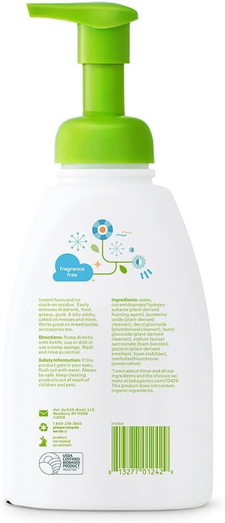 Babyganics Foaming Dish Soap Fragrance Free 16 oz