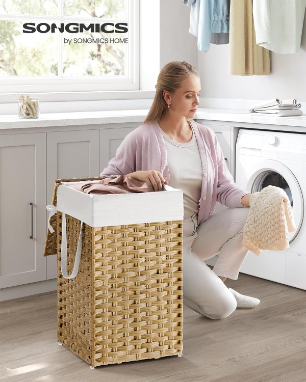 ULCB165N01 Synthetic Rattan Laundry Hamper 65L Yellow