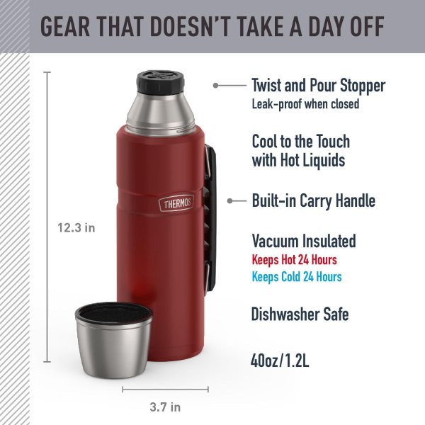Stainless King Vacuum Bottle 40oz Rustic Red