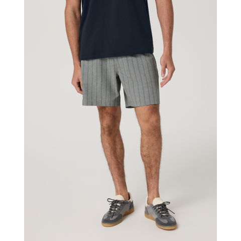 Aim Elastic Waist Shorts 7" Concrete Marina Stripe Linen Texture