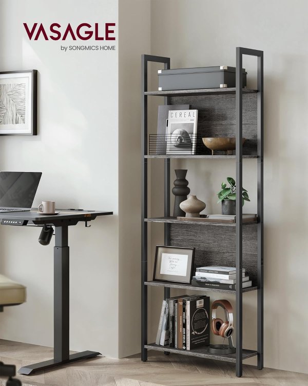 5-Tier Bookshelf ULLS025B04 Industrial Charcoal Gray