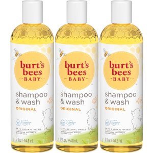 Burt s Bees 婴儿洗发沐浴露 12盎司 3瓶，无泪配方