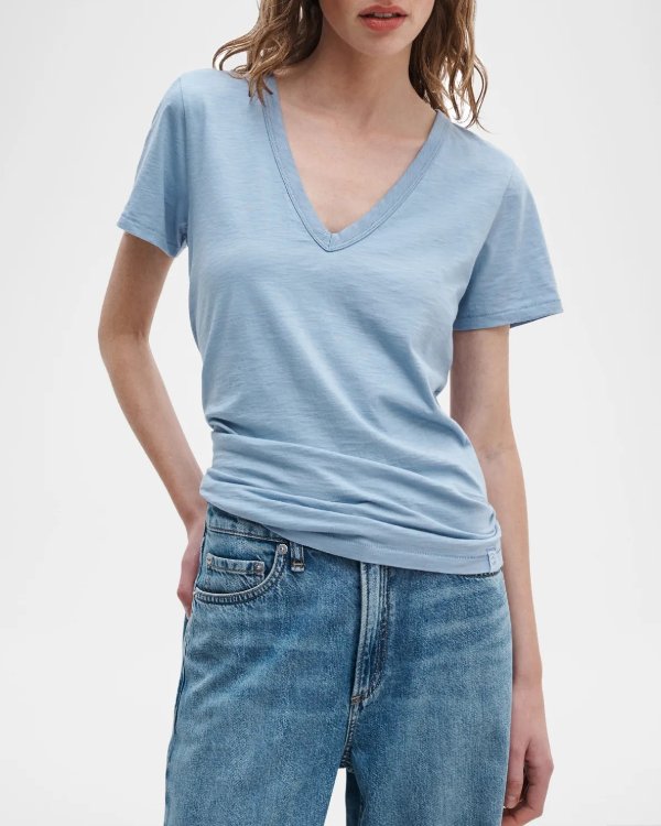 Slub Vee T-Shirt Short Sleeve