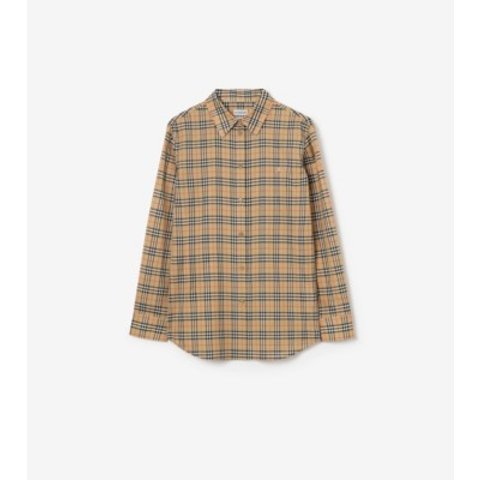 Burberry棉质格纹衬衫 沙色