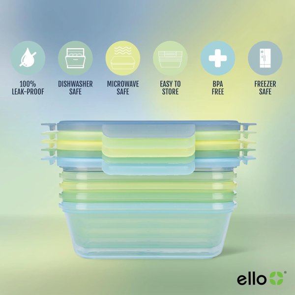 Ello Snap & Nest 食物保鲜盒 4.5杯 10件 海沫绿