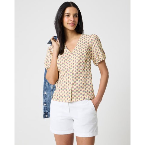 Factory Women’s Linen-Blend Button-Up Top