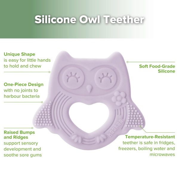 Silicone Owl Teether Lavender