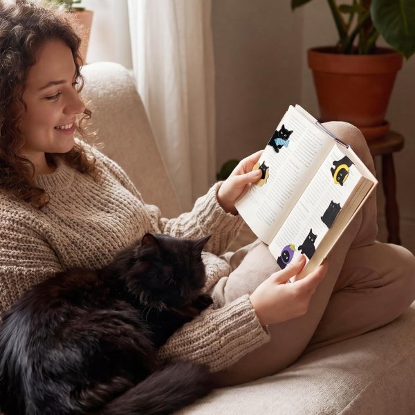 Black Cat Magnetic Bookmarks 30 Pack 15 Styles