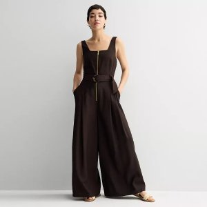Nine West 方领连体裤 拉链款