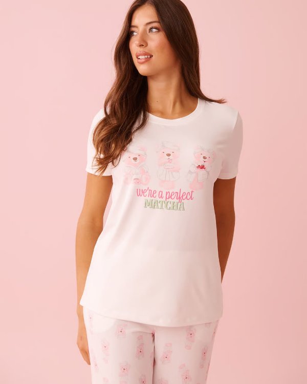 La Vie En Rose Teddy Print Super Soft Short Sleeve T-shirt