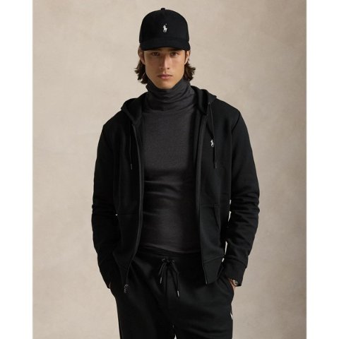 Ralph LaurenDouble-Knit Full-Zip Hoodie Polo Black