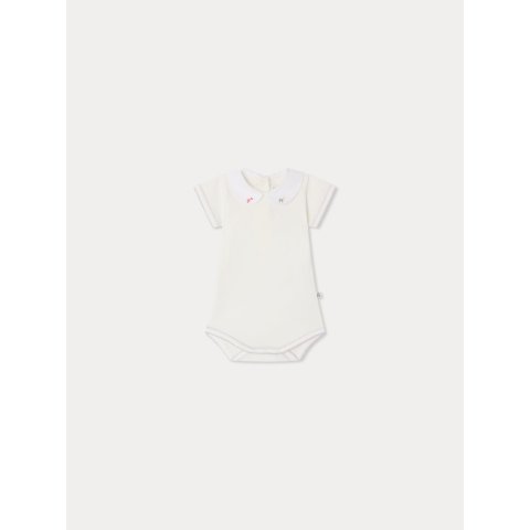 Bonpoint Cygne Hand-Embroidered Organic Cotton Bodysuit