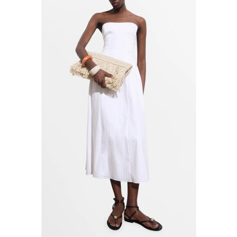 Cotton Blend Strapless Midi Dress for Women