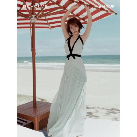 The Siren Silk Chiffon Dress Mint Black