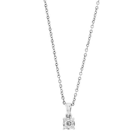 EffySterling Silver 圆形钻石吊坠项链 女款