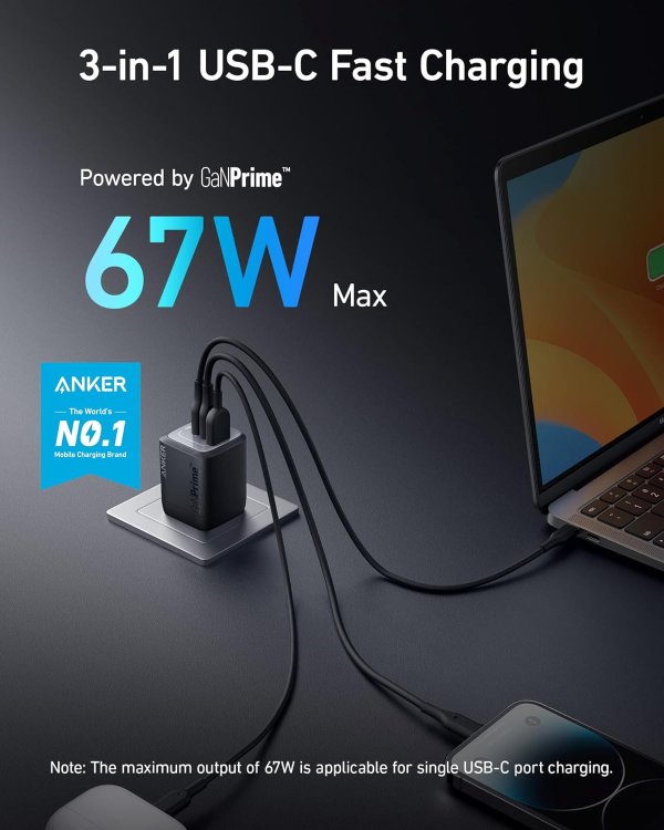 Anker 67W GaN 3-Port Charger
