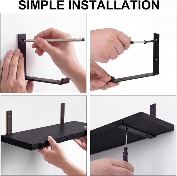 Fixwal Black Wall Mounted Shelves Set of 5