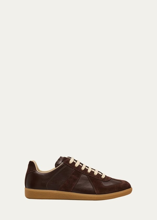 Replica Men's Leather Low-Top Sneakers
