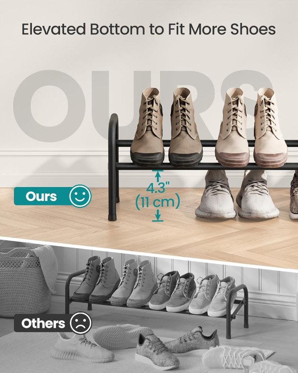 1 Tier Adjustable Metal Shoe Rack Ink Black