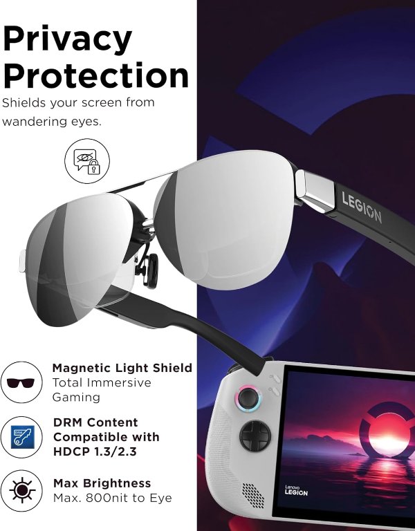 Lenovo Legion Glasses Gen 2 微型OLED显示器 FHD 120Hz