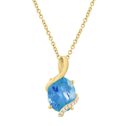 EffyBlue Topaz 椭圆吊坠项链 女款