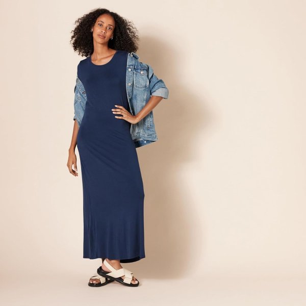 Amazon Essentials Women's Flowy Short-Sleeve Maxi Dress