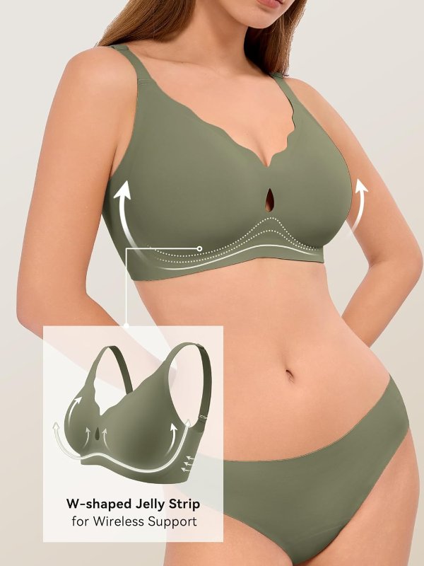 LUCKMEEY Wireless Wave Push Up Seamless Bra Full Coverage