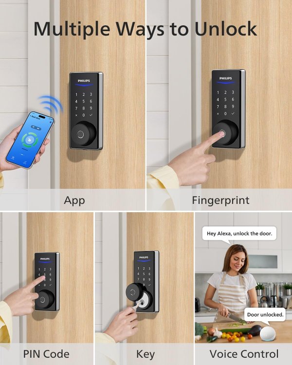 Wi-Fi Smart Door Lock Fingerprint Satin Nickel